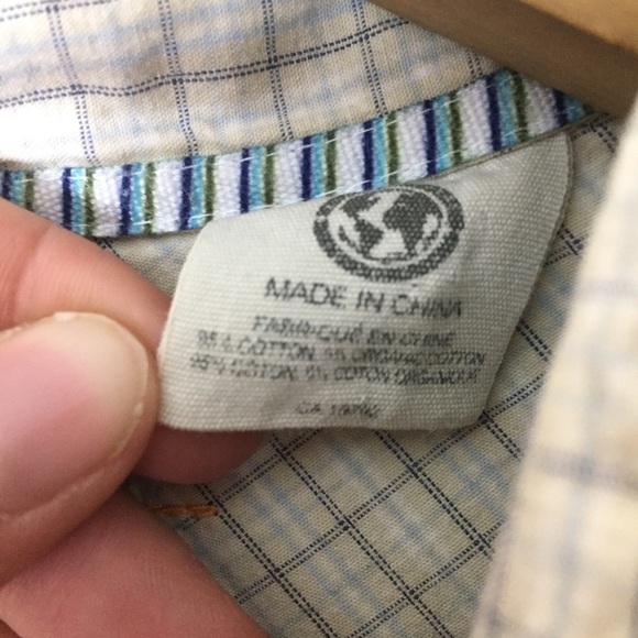 [Timberland] Men's Casual Ivory Button Down Top - Picture 5 of 11